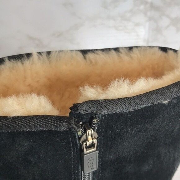 Ugg Australian Suede Embroidered black Sherling Lined winter boots size 7 - Picture 9 of 13